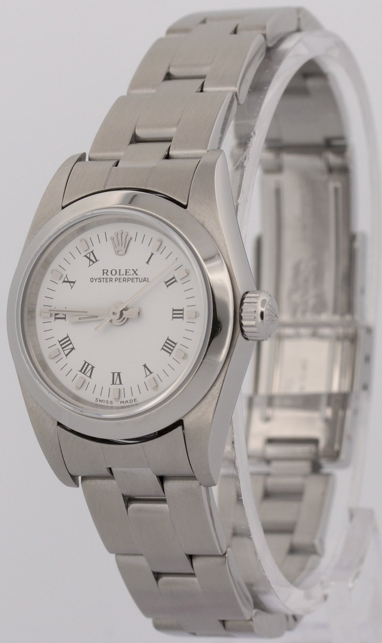 1999 Rolex Oyster Perpetual 24mm WHITE ROMAN Stainless Steel Oyster Smooth 76080