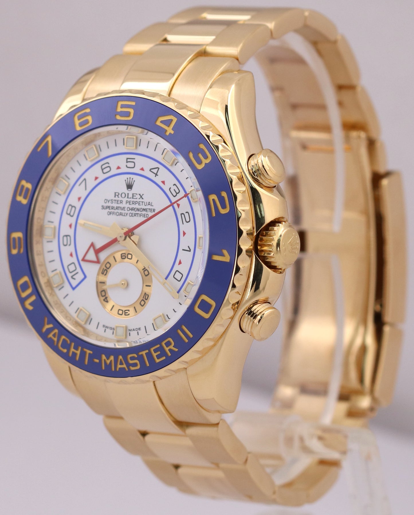 MINT Rolex Yacht-Master II 18K Yellow Gold White Regatta 44mm Watch 116688 BOX