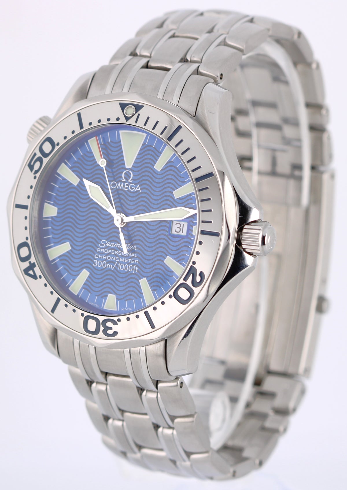 Omega Seamaster 300m 2255.80.00 Electric Blue Wave 41mm Stainless Steel Watch