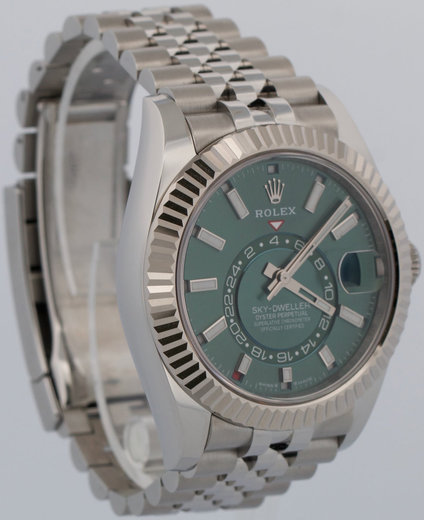 2026 Rolex Sky-Dweller 336934 Mint Green 42mm Jubilee 18K Steel Box Papers
