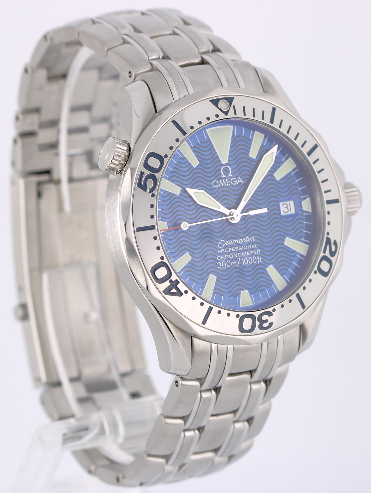 Omega Seamaster 300m 2255.80.00 Electric Blue Wave 41mm Stainless Steel Watch