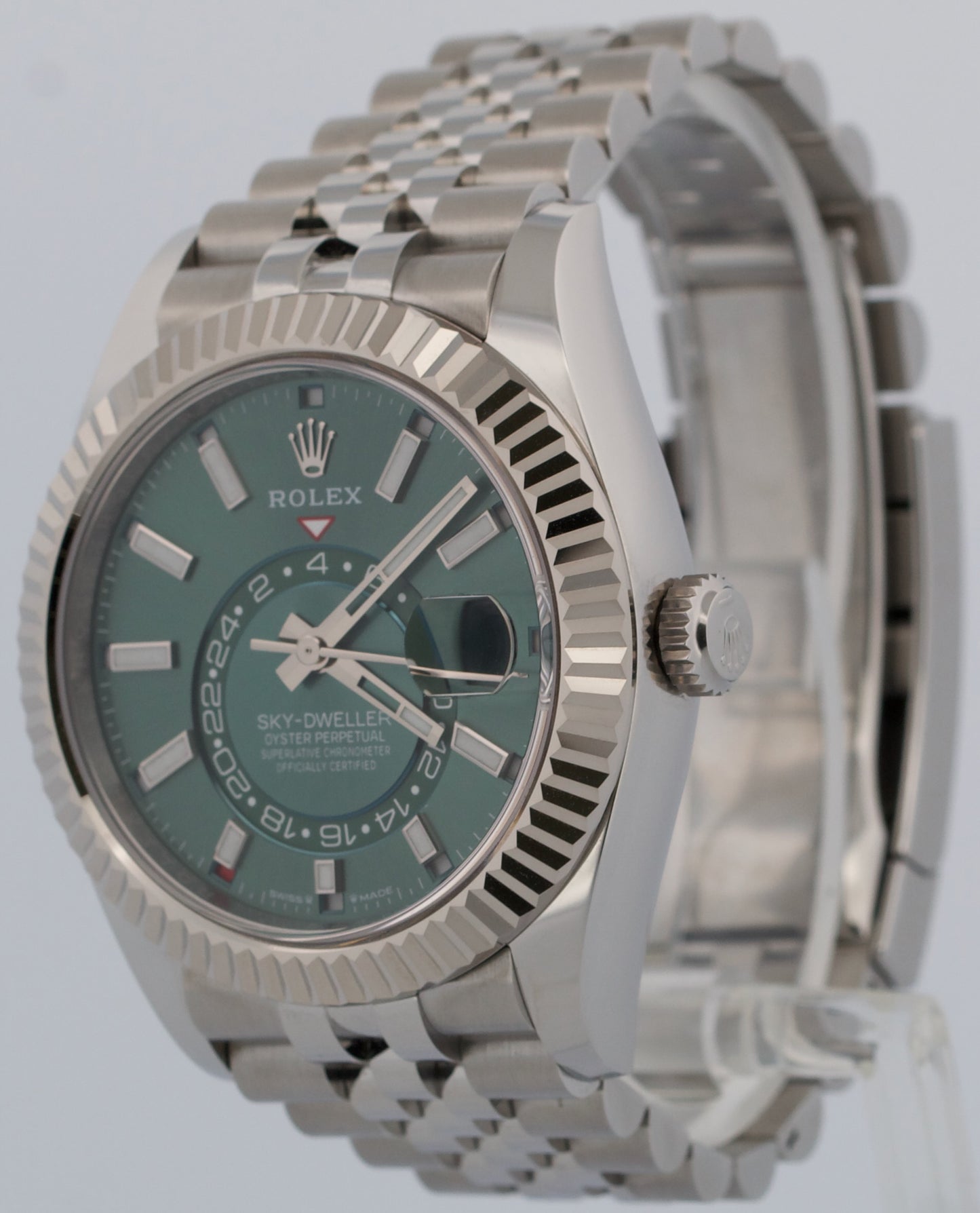 2026 Rolex Sky-Dweller 336934 Mint Green 42mm Jubilee 18K Steel Box Papers