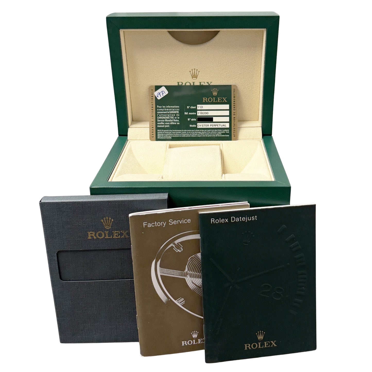 JUNE 2014 Rolex DateJust Concentric Silver Blue Arabic 36mm 116200 Watch BOX