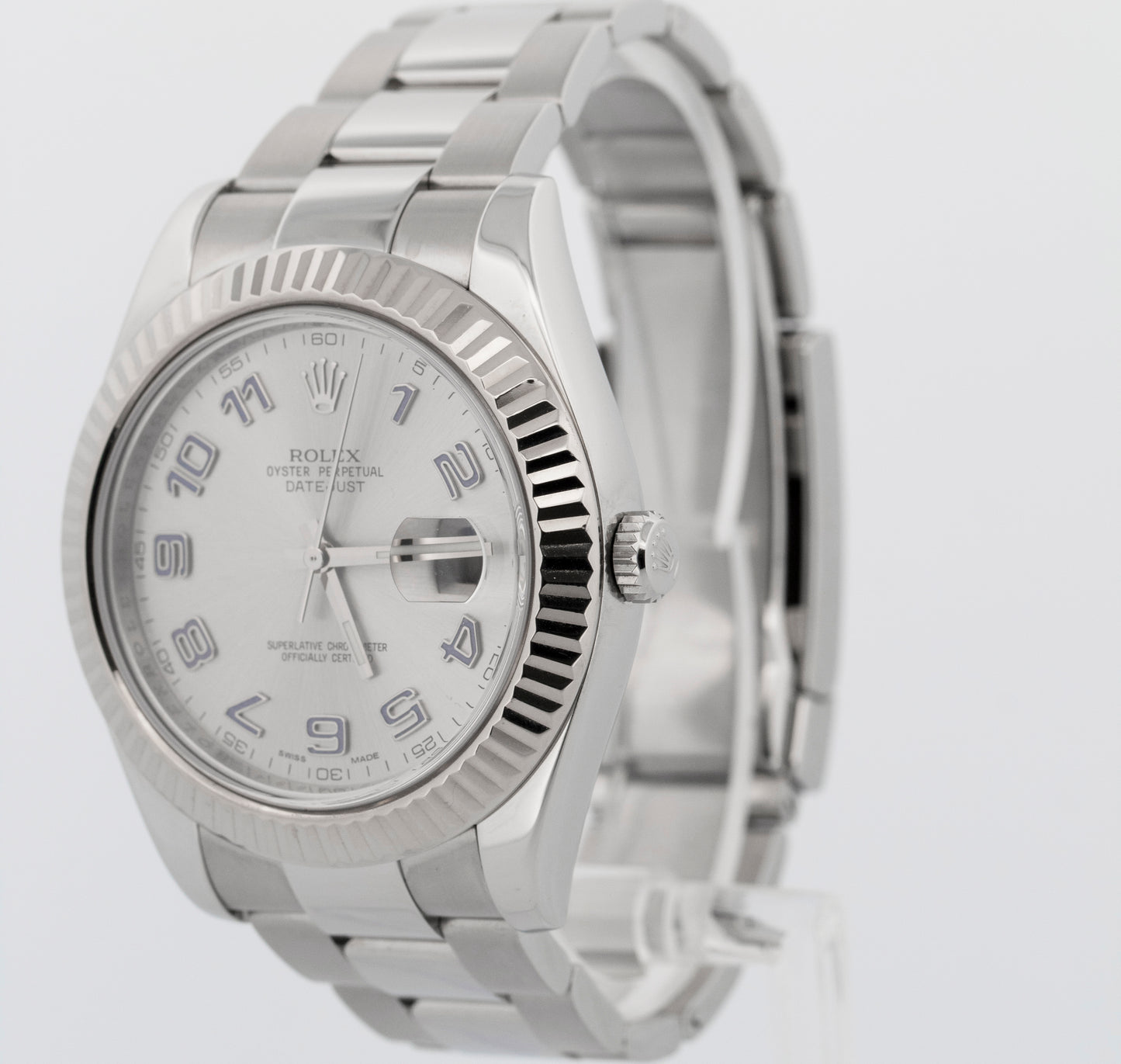 PAPERS Rolex DateJust II 41mm Silver Blue Arabic Steel Gold 116334 BOX