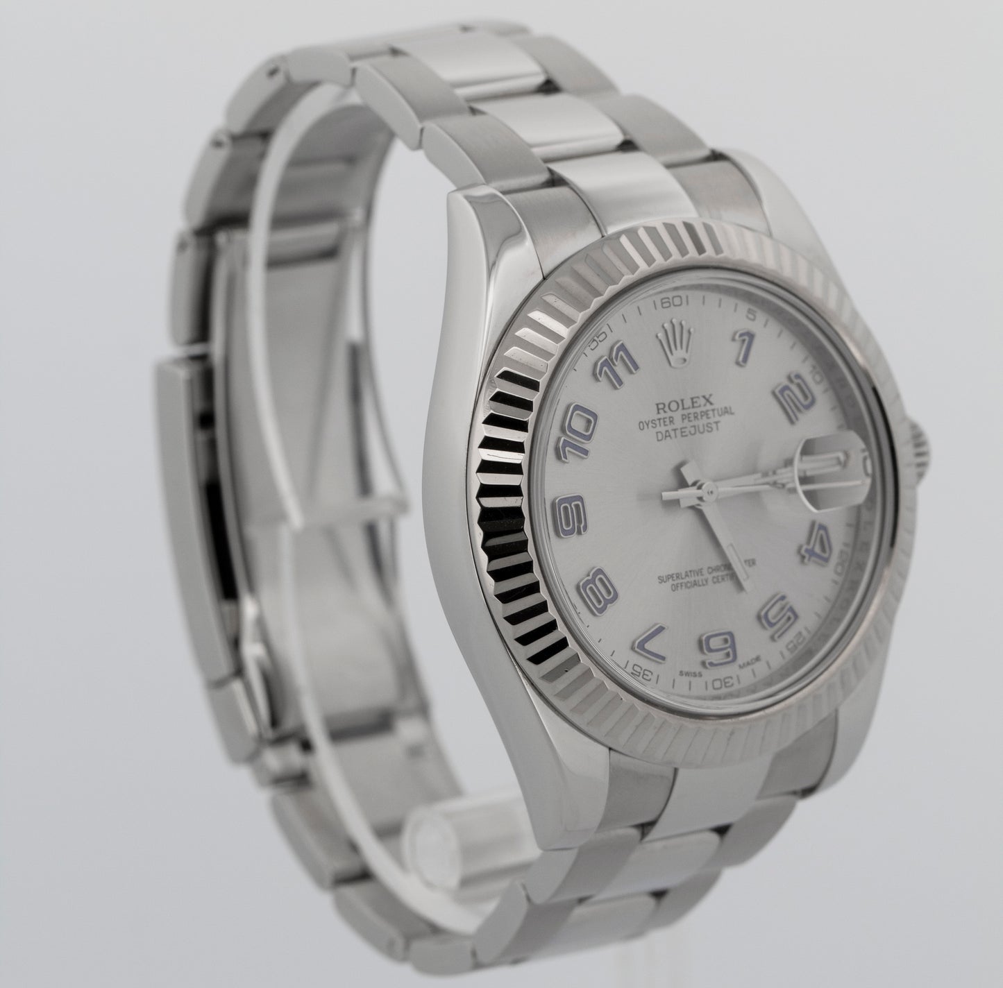 PAPERS Rolex DateJust II 41mm Silver Blue Arabic Steel Gold 116334 BOX