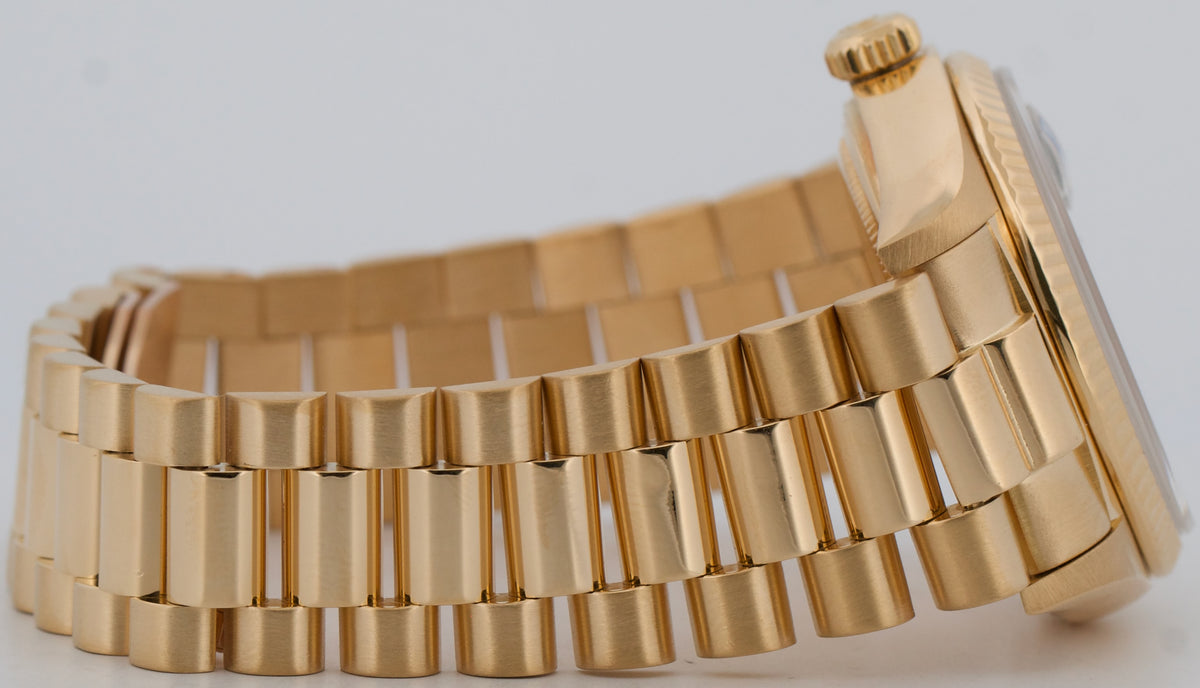 1979 Rolex Day-Date President 18048 Black Roman 36mm 18K Gold Fluted Watch