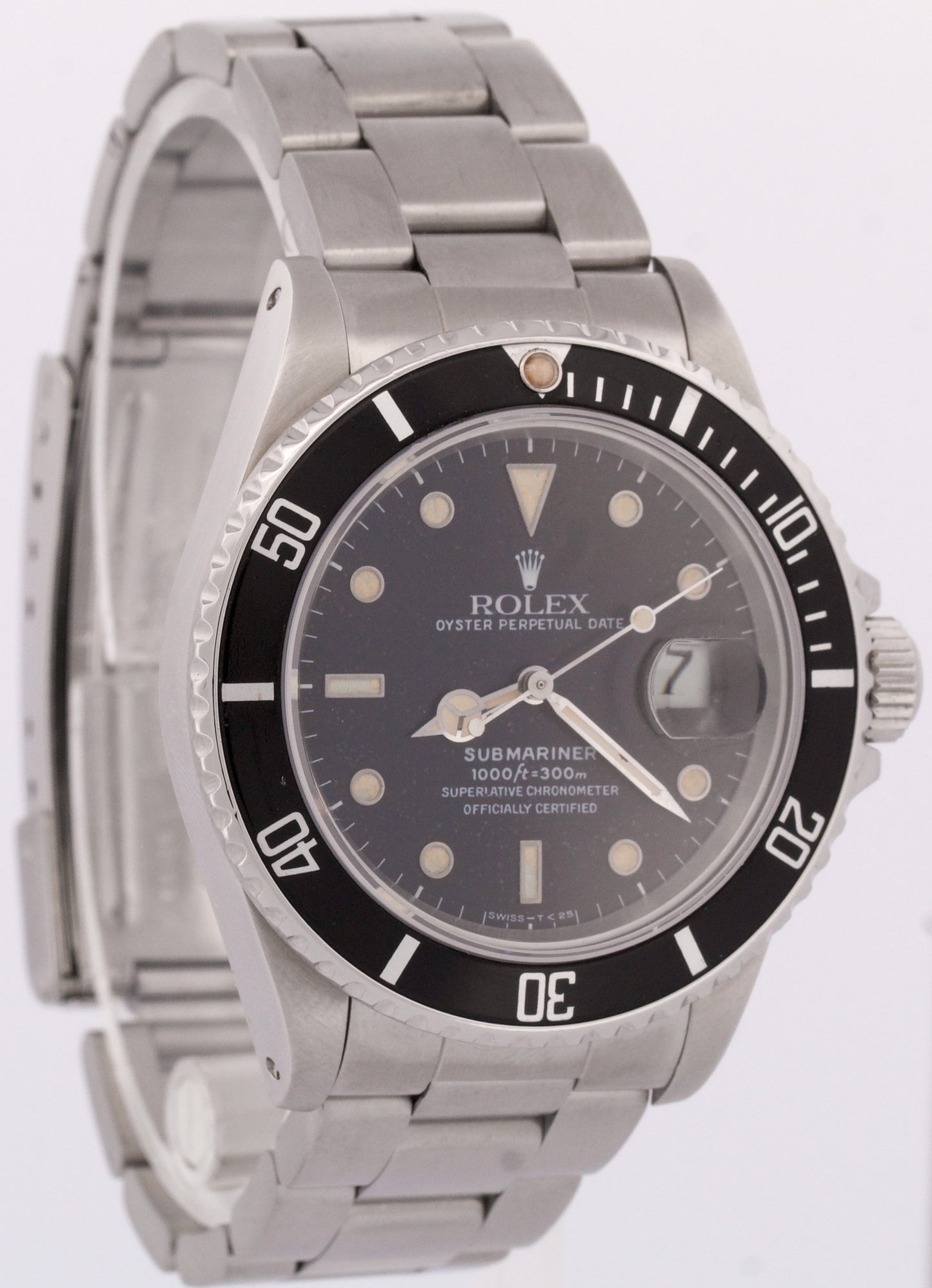 PAPERS 1986 Rolex Submariner Date PATINA BLACK DIAL 40mm Oyster Watch 16800 BOX