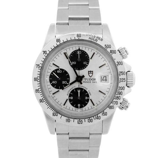 Tudor Prince Date Chronograph Big Block Silver 94300 40mm Steel Automatic Watch