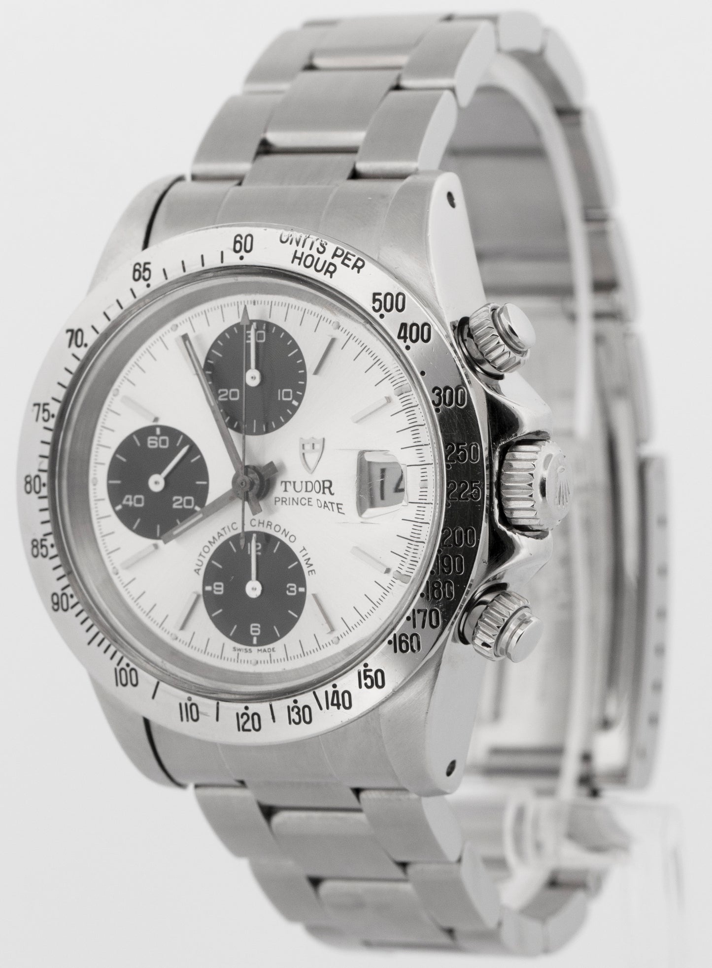 Tudor Prince Date Chronograph Big Block Silver 94300 40mm Steel Automatic Watch