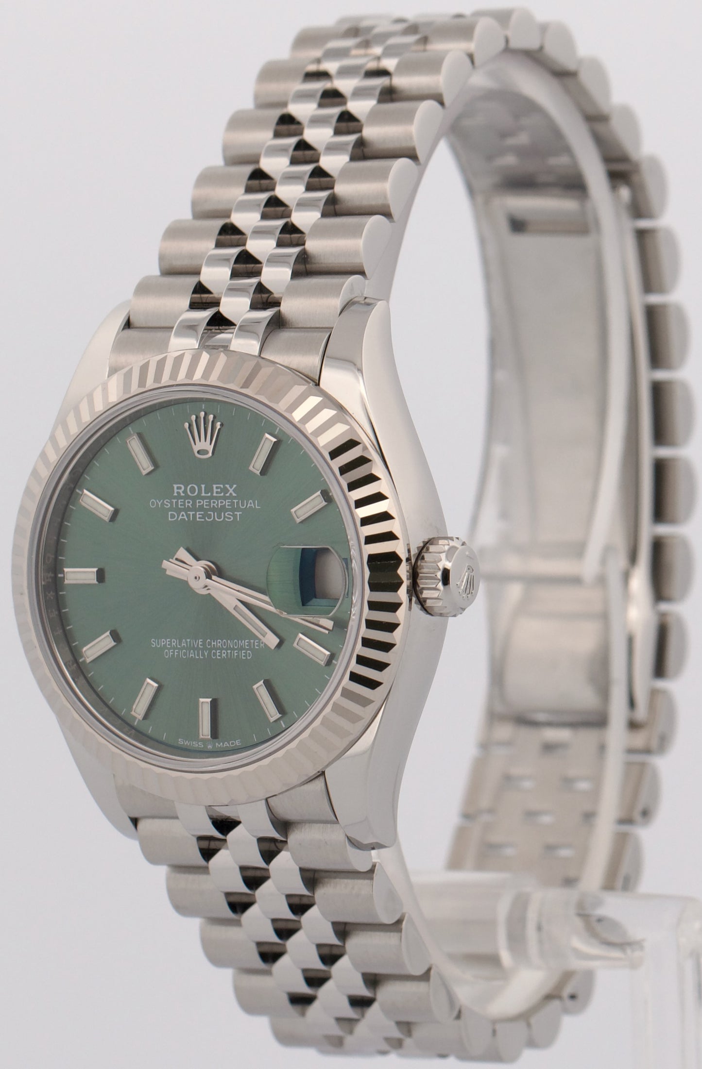 2022 PAPERS Rolex DateJust 31mm MINT GREEN 18K Gold JUBILEE Steel 278274 BOX