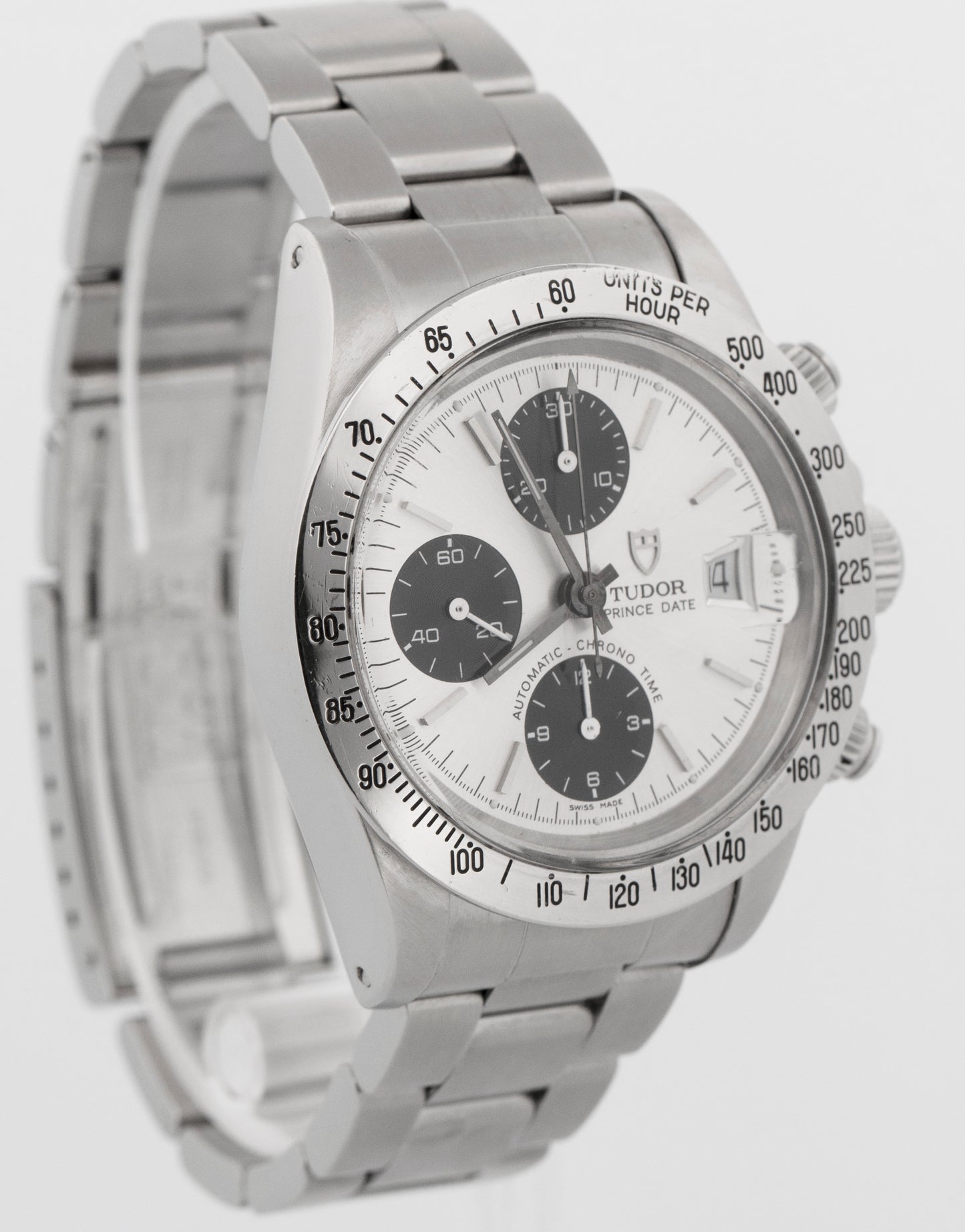 Tudor Prince Date Chronograph Big Block Silver 94300 40mm Steel Automatic Watch