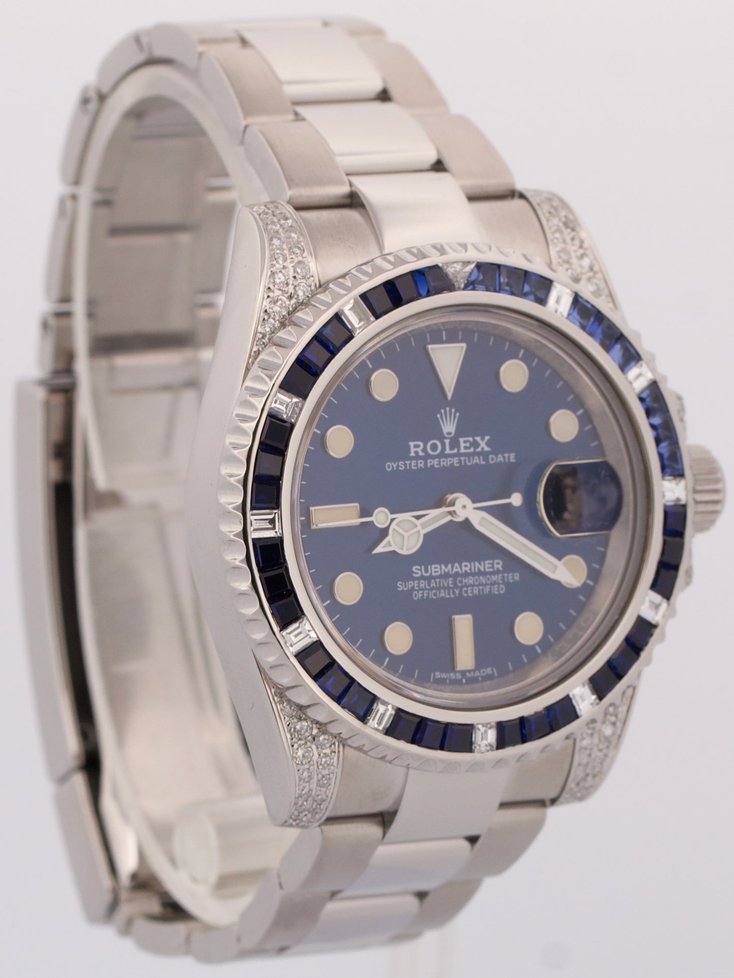 Rolex Submariner Date Blue DIAMOND SAPPHIRE Stainless Steel 40mm Watch 116610