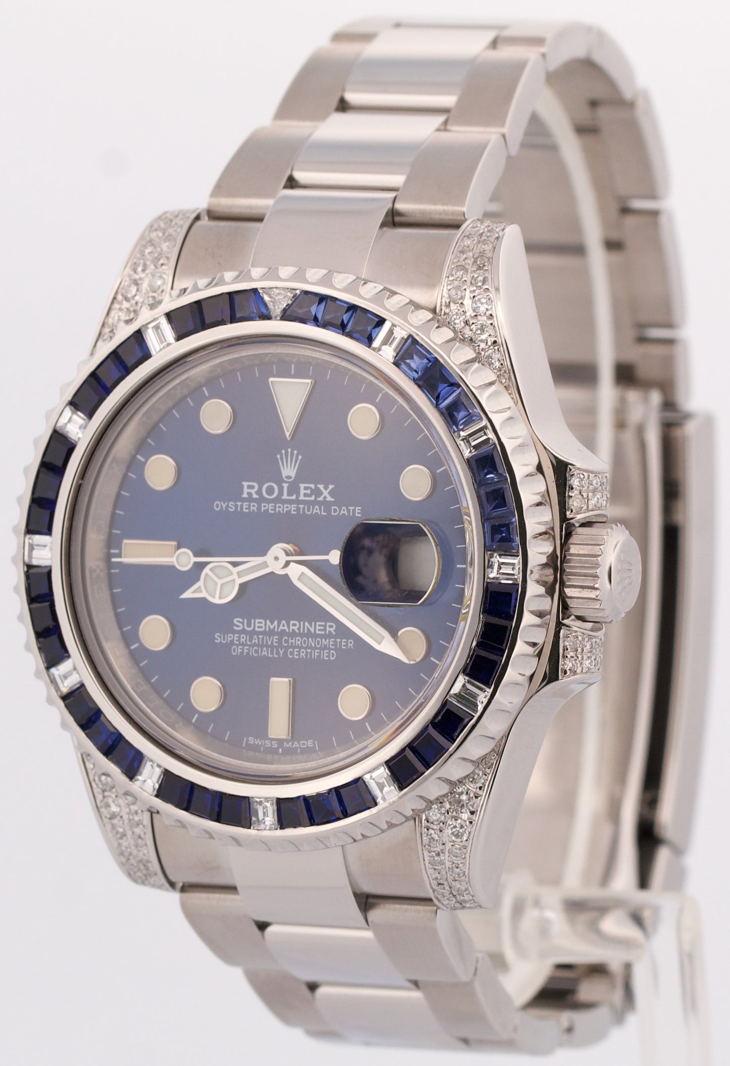 Rolex Submariner Date Blue DIAMOND SAPPHIRE Stainless Steel 40mm Watch 116610
