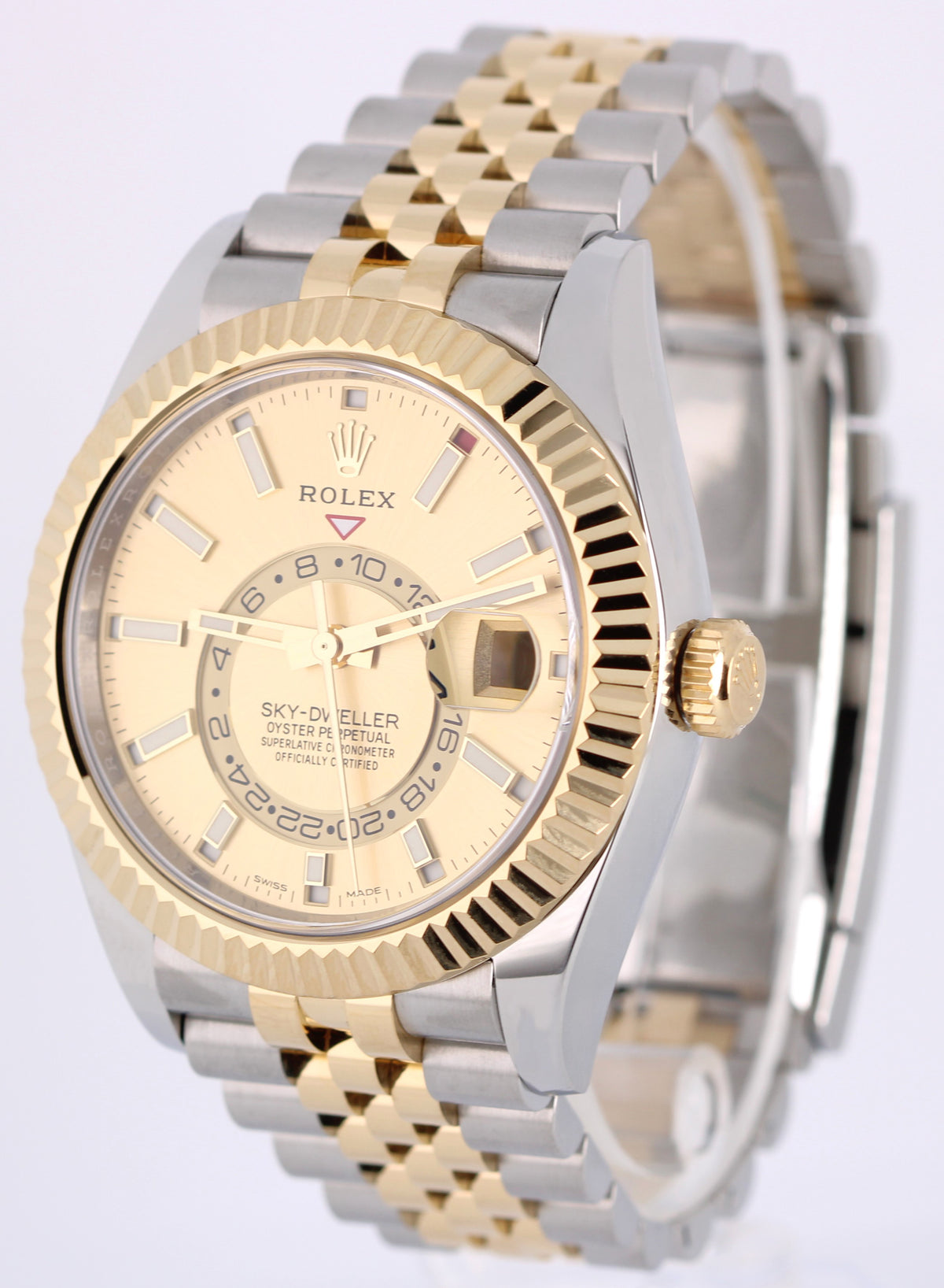 Rolex Sky-Dweller 326933 TwoTone 18k Gold Steel Champagne 42mm Jubilee Watch Box