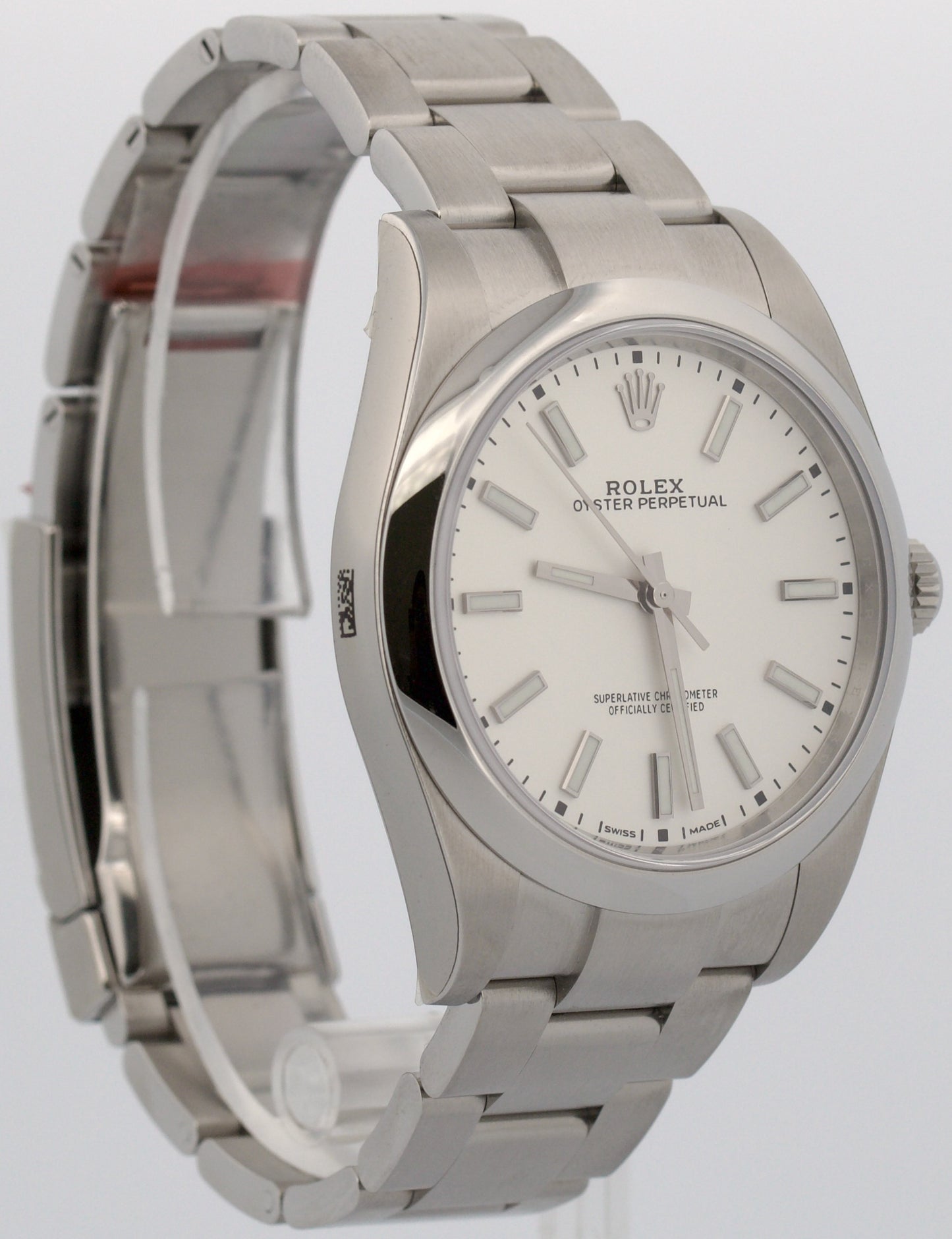NOS STICKERED 2019 PAPERS Rolex Oyster Perpetual WHITE 39mm 114300 Steel BOX