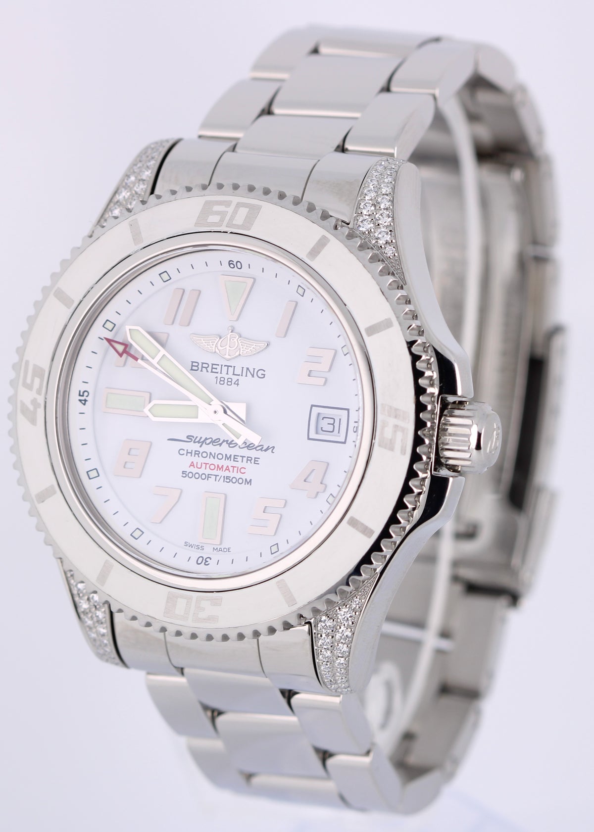 Breitling SuperOcean 42 White Water LTD A17364AR Diamond Snow White 42mm Watch