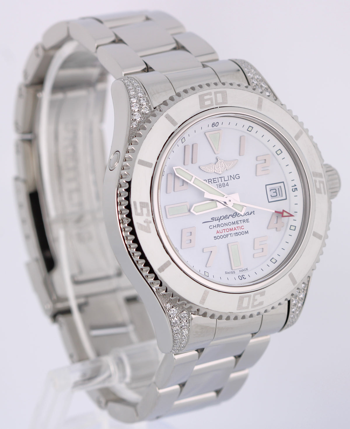 Breitling SuperOcean 42 White Water LTD A17364AR Diamond Snow White 42mm Watch