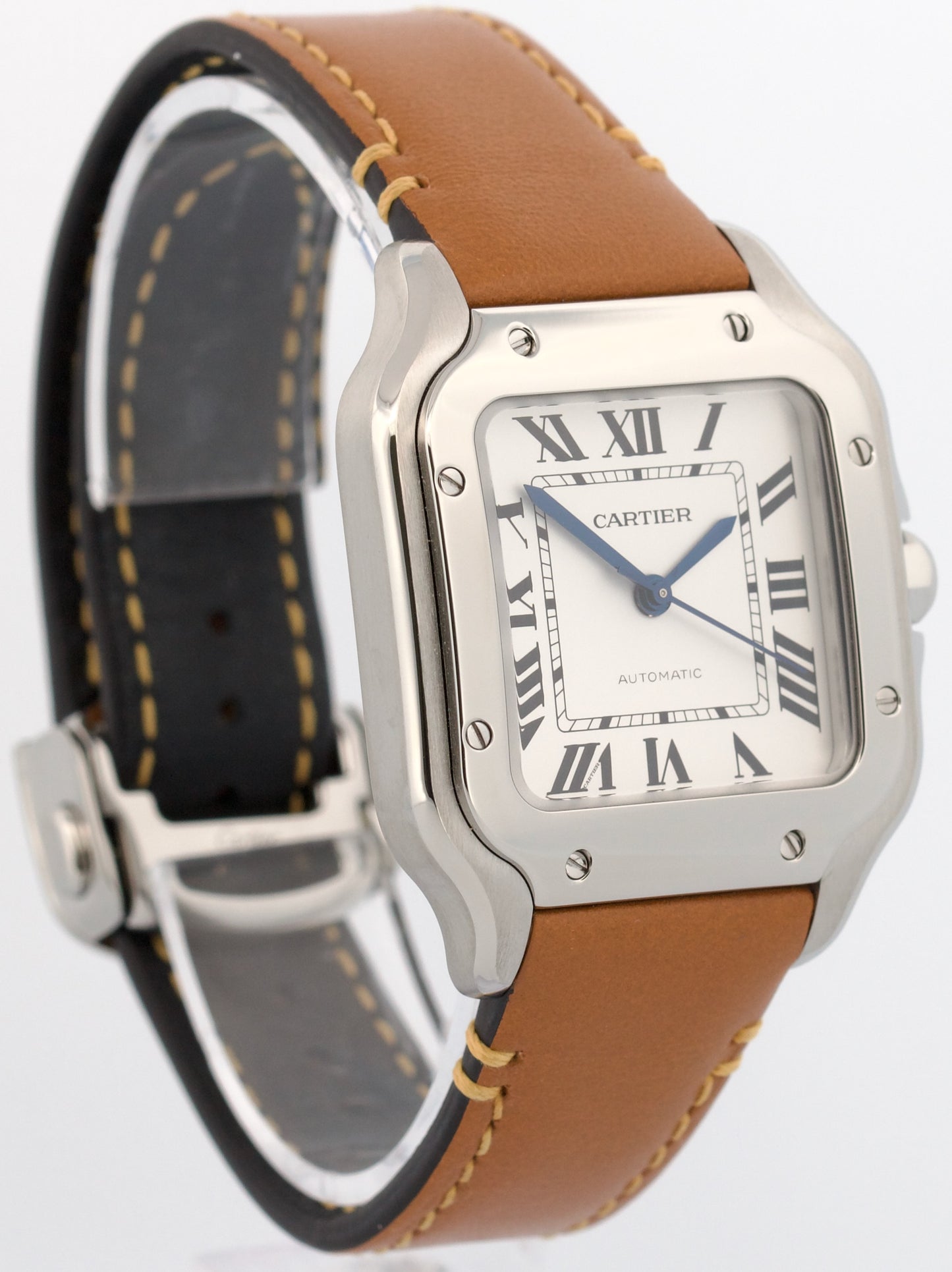 2026 SERVICE Cartier Santos Mid-Size PAPERS 35mm Steel Leather WSSA0029 4075 BOX