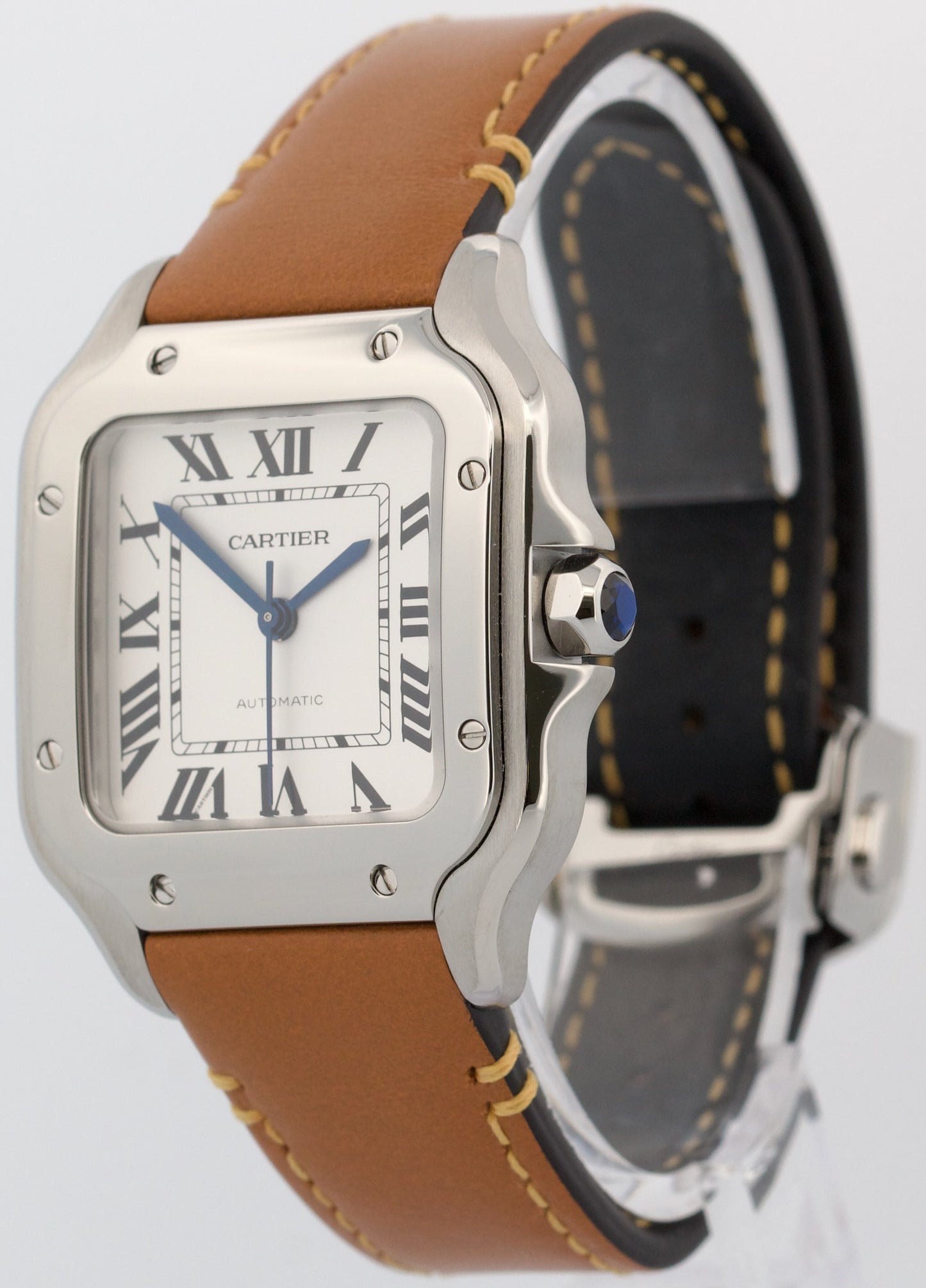 2026 SERVICE Cartier Santos Mid-Size PAPERS 35mm Steel Leather WSSA0029 4075 BOX