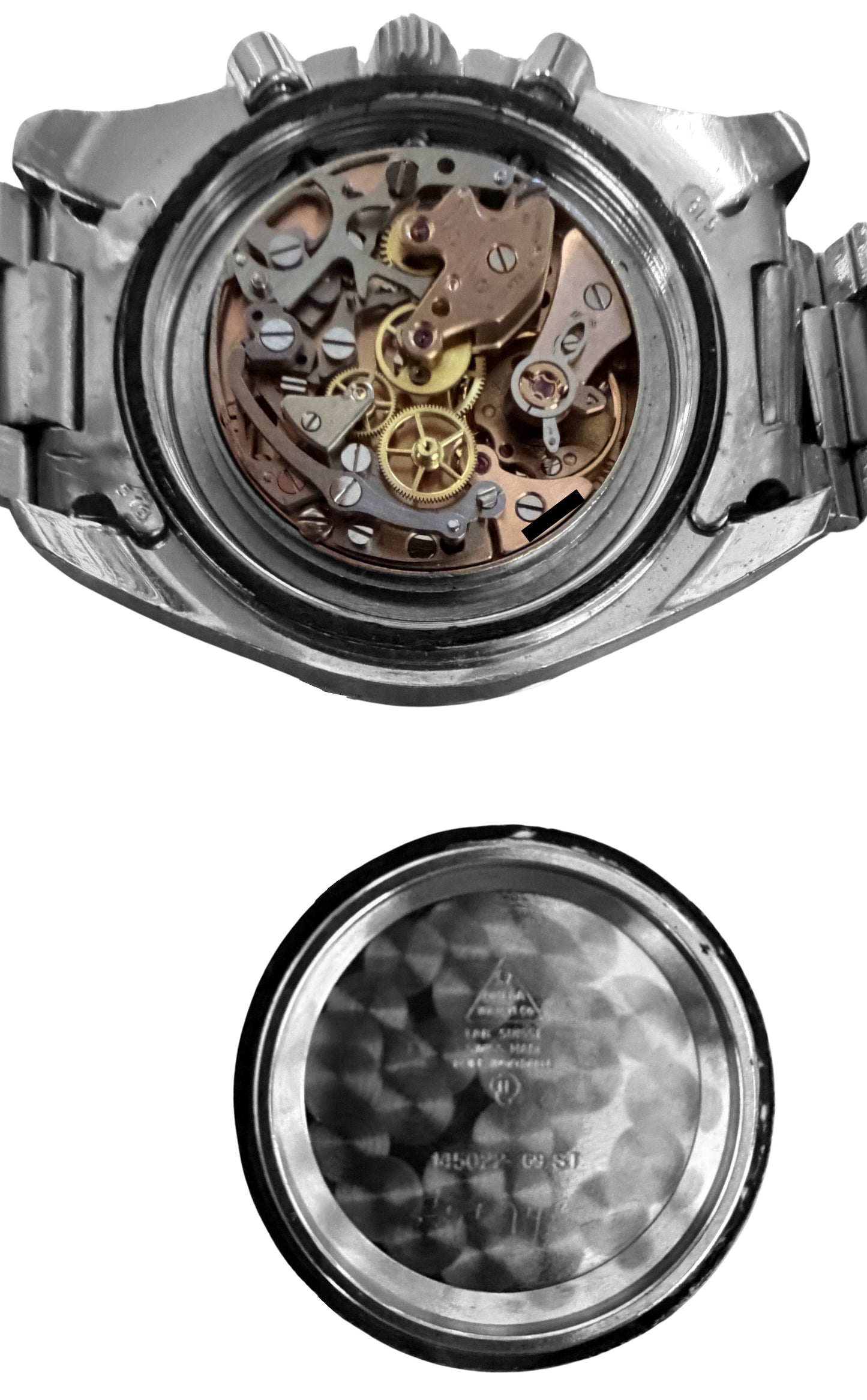 VINTAGE Omega Speedmaster Steel Black 42mm Applied Logo 145.022 MANUAL Watch