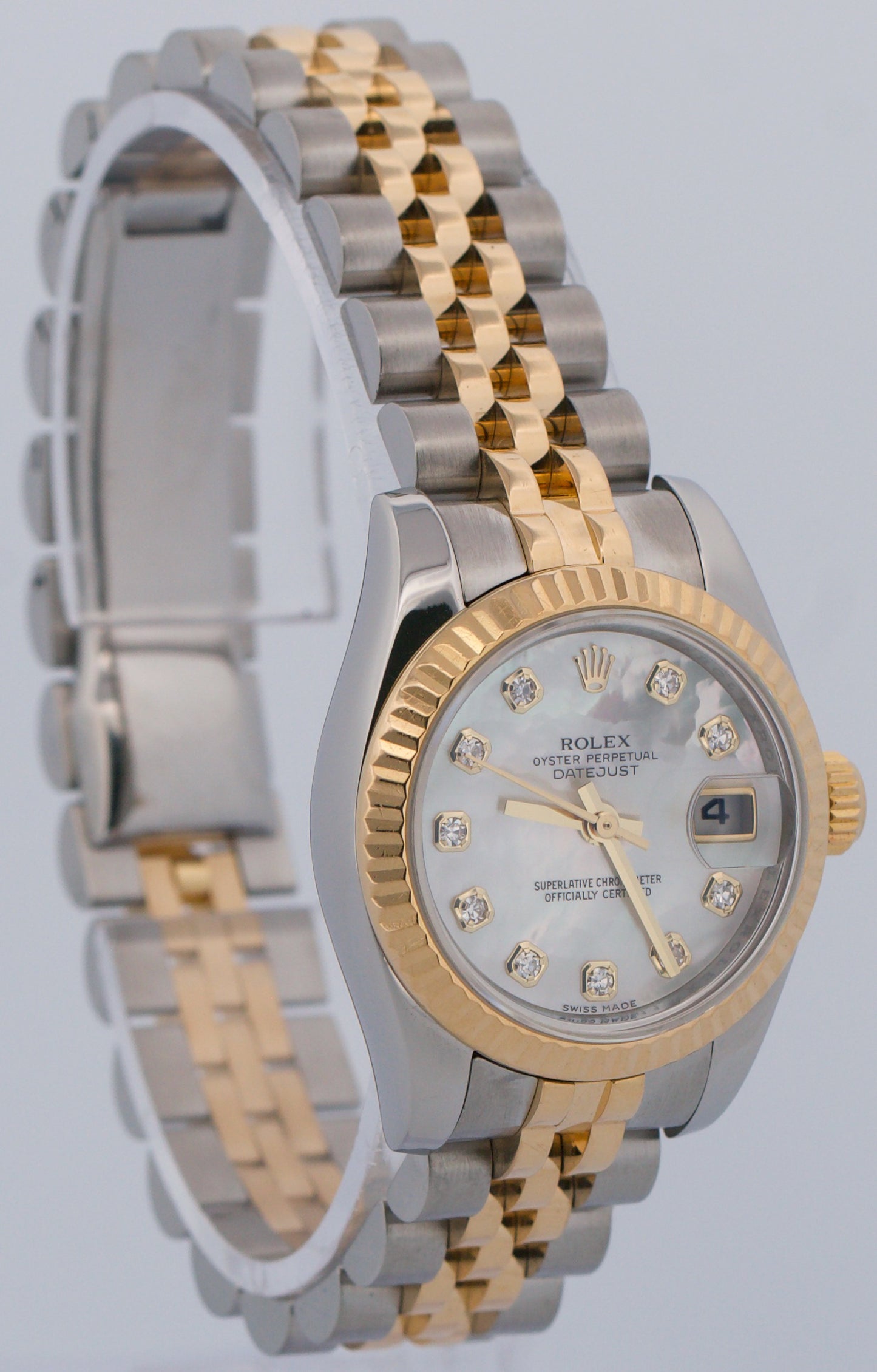 Ladies Rolex DateJust FACTORY MOP DIAMOND 18K Gold Steel 26mm JUBILEE 179173