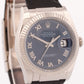 Rolex DateJust BLUE ROMAN 18K White Gold Fluted 36mm Black Leather 116139 Watch