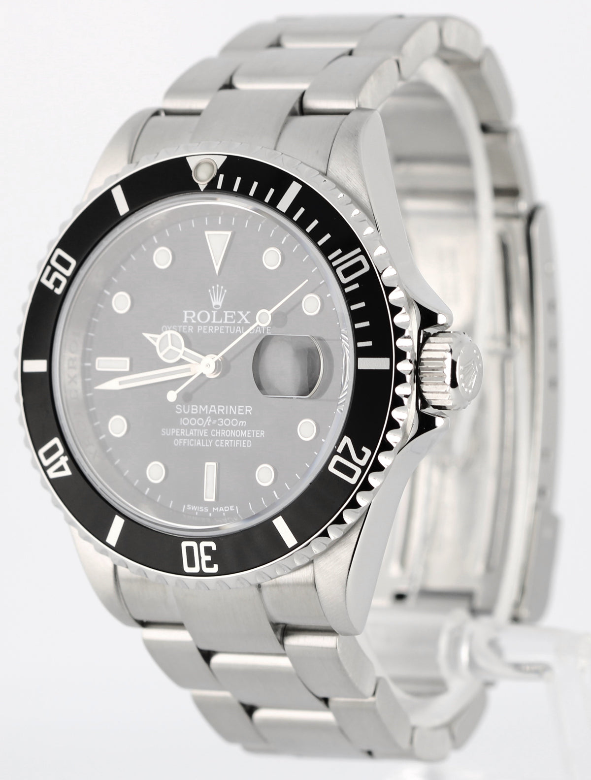 Rolex Submariner Date 16610T Black 40mm No-Holes Rehaut Stainless Steel Watch