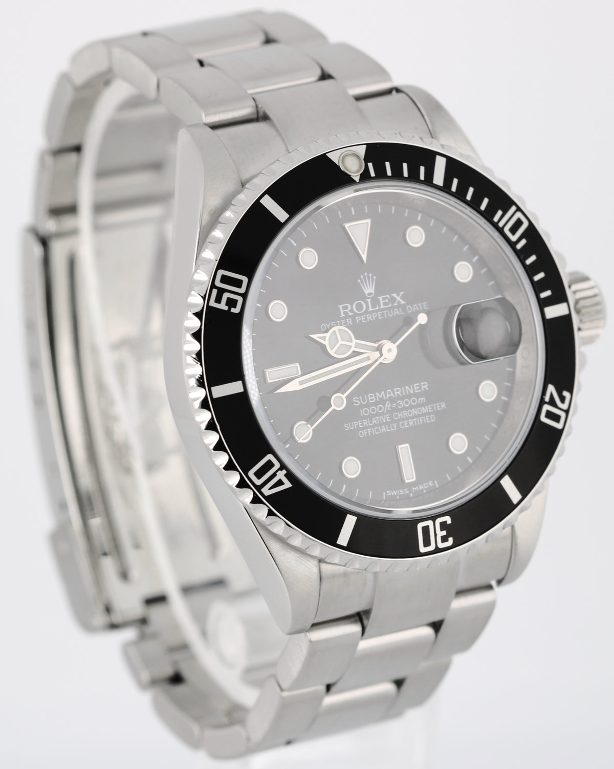 Rolex Submariner Date 16610T Black 40mm No-Holes Rehaut Stainless Steel Watch