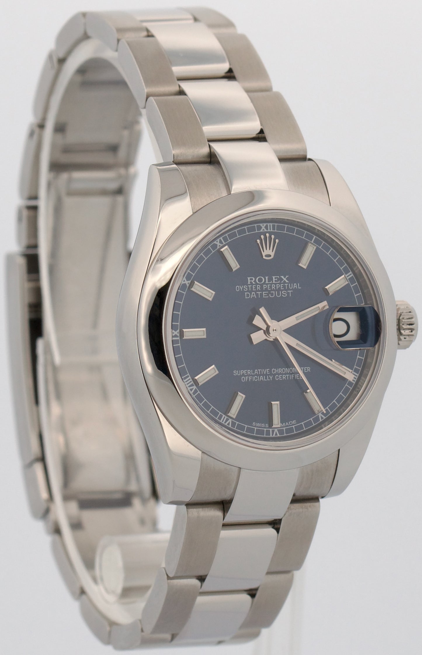 2018 Ladies Rolex DateJust 178240 Blue 31mm Stainless Steel Watch Box Papers