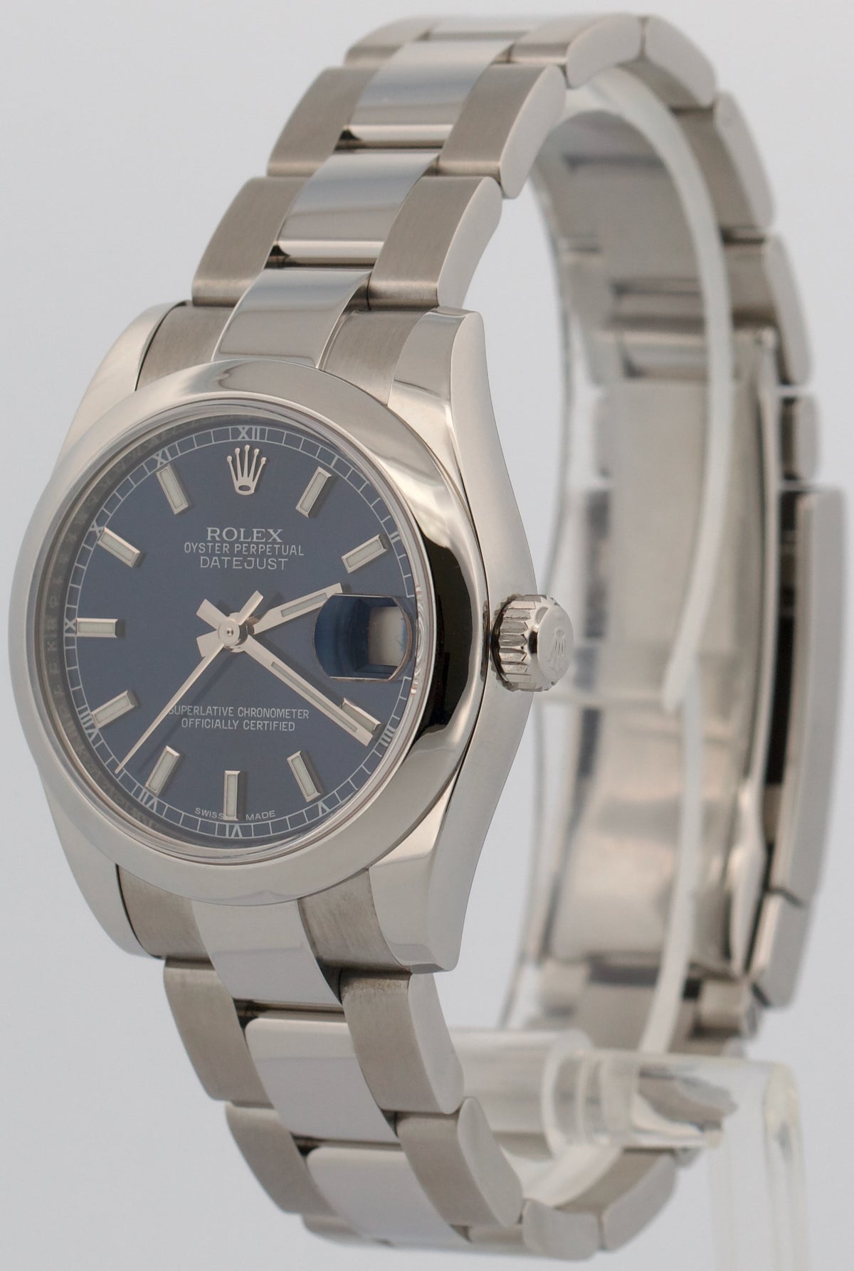 2018 Ladies Rolex DateJust 178240 Blue 31mm Stainless Steel Watch Box Papers