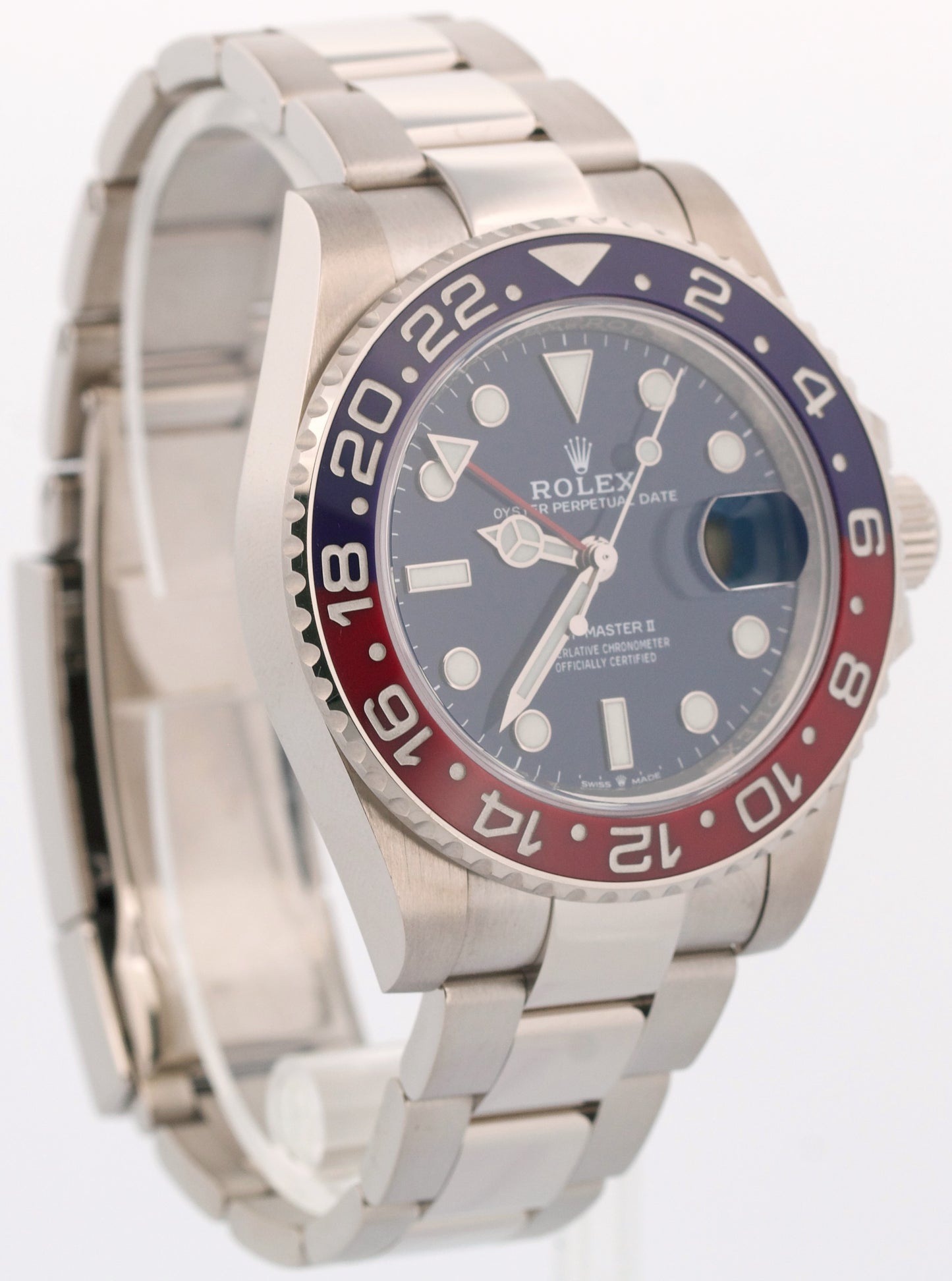 2022 PAPERS Rolex GMT-Master II PEPSI Red Blue 18K White Gold 126719 BLRO BOX