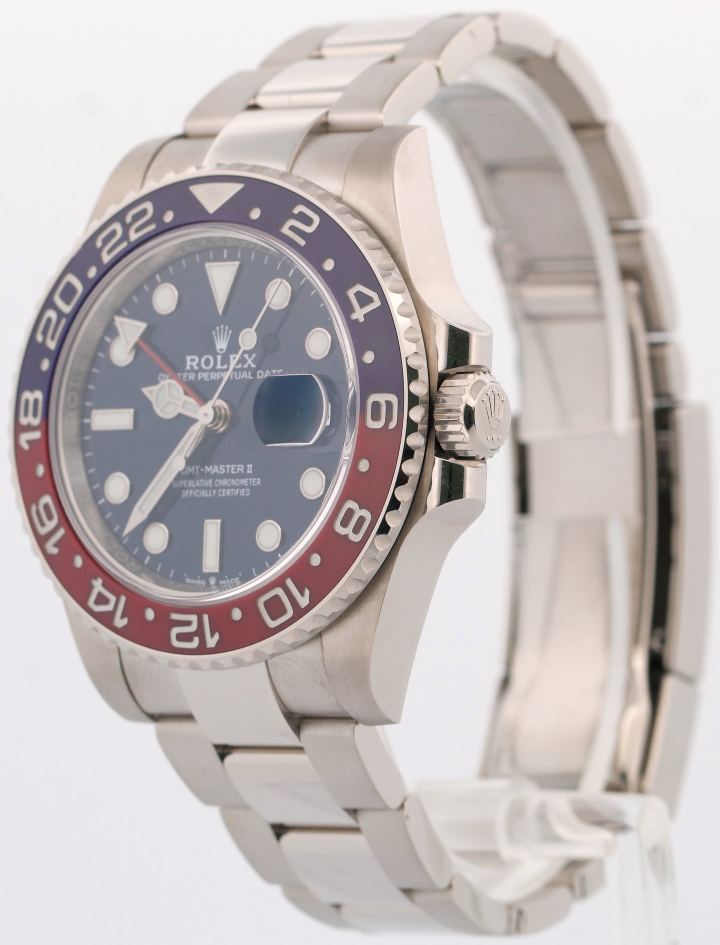 2022 PAPERS Rolex GMT-Master II PEPSI Red Blue 18K White Gold 126719 BLRO BOX