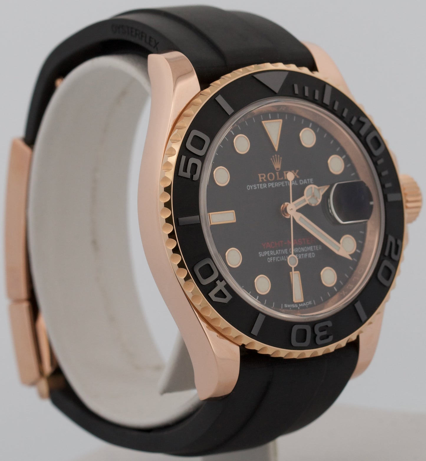 2017 Rolex Yacht-Master 116655 18K Rose Gold Black Oysterflex 40mm Box Papers