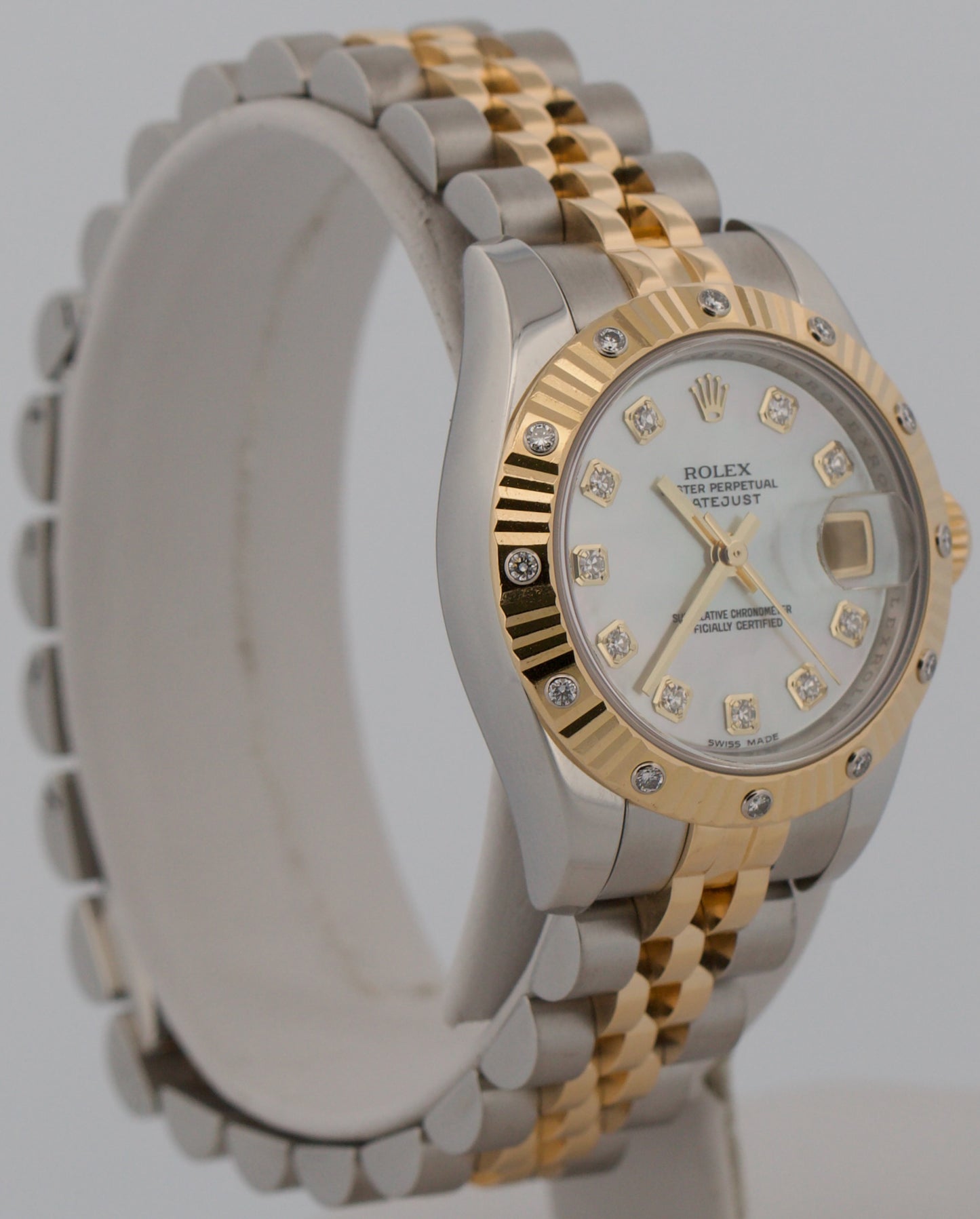 2013 Rolex DateJust 179313 MOP Diamond 18K Gold Steel Jubilee 26mm Box Papers