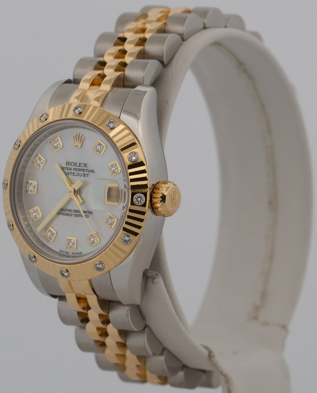 2013 Rolex DateJust 179313 MOP Diamond 18K Gold Steel Jubilee 26mm Box Papers