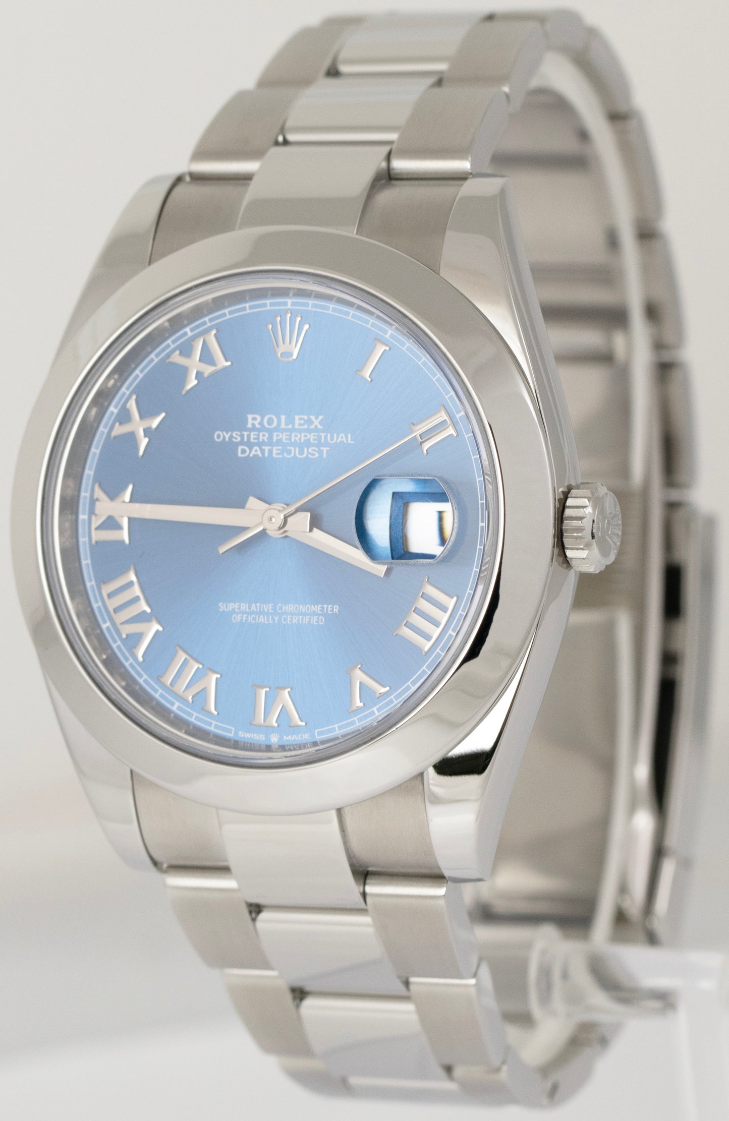 MINT 2022 Rolex DateJust 41 AZZURRO BLUE Steel Oyster 41mm Watch 126300 BOX