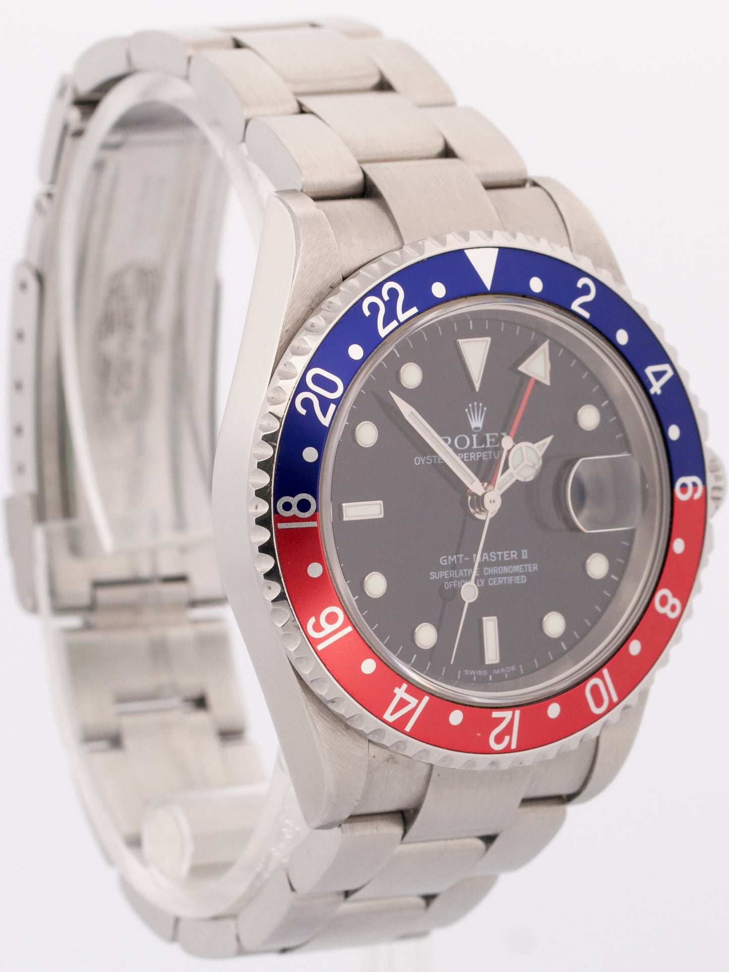PAPERS UNPOLISHED Rolex GMT-Master II PEPSI Blue Steel RECTANGLE DIAL 16710 BOX