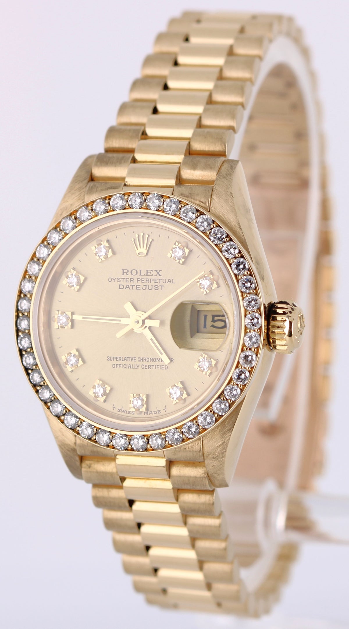 2020 RSC Vintage Rolex Datejust 69178 18k President Champagne Diamond Watch Box