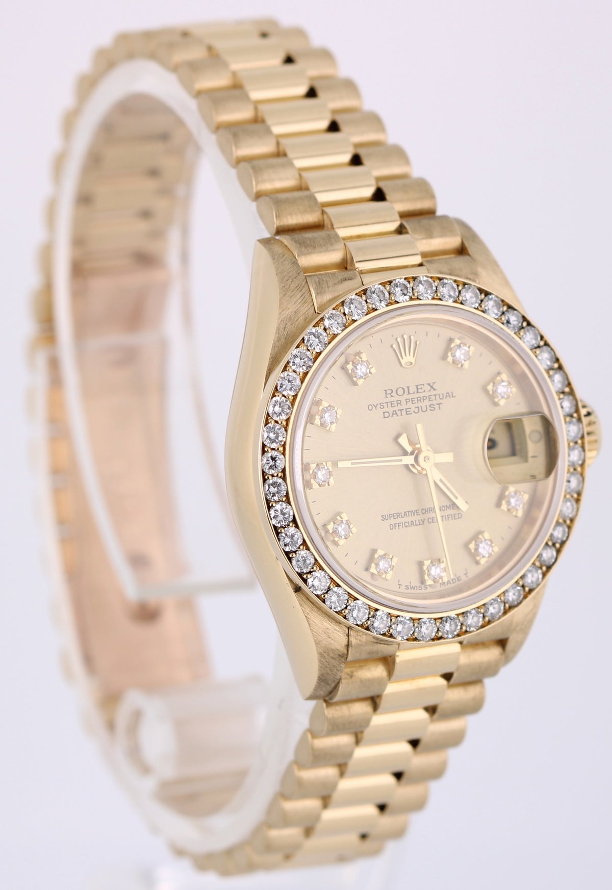2020 RSC Vintage Rolex Datejust 69178 18k President Champagne Diamond Watch Box