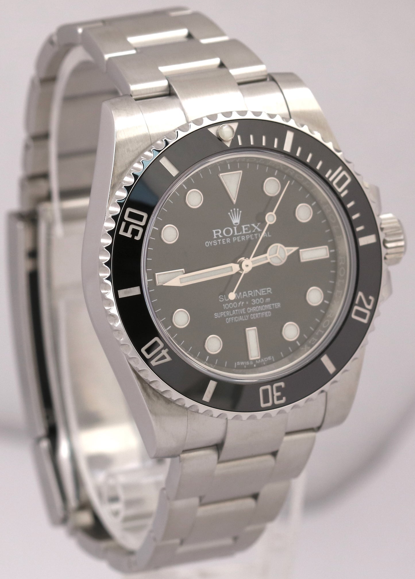 Rolex Submariner No-Date Stainless 40mm Black Ceramic Oyster Watch 114060 BOX