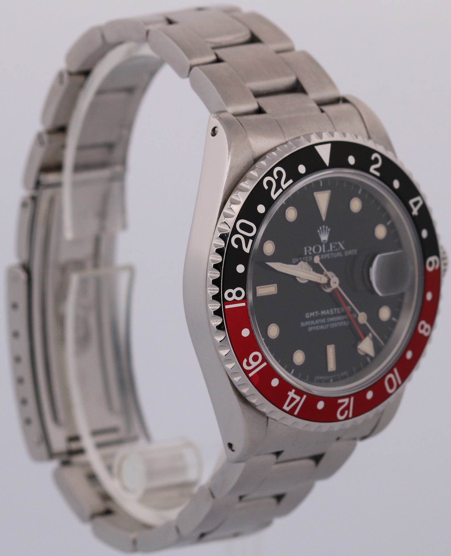 1990 Rolex GMT-Master II 16710 40mm Patina Coke Black Red Steel Oyster Watch Box