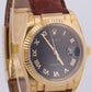 PAPERS Rolex DateJust 36mm BLACK JUBILEE ROMAN 18K Gold Leather Watch 116138 BOX