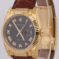 PAPERS Rolex DateJust 36mm BLACK JUBILEE ROMAN 18K Gold Leather Watch 116138 BOX
