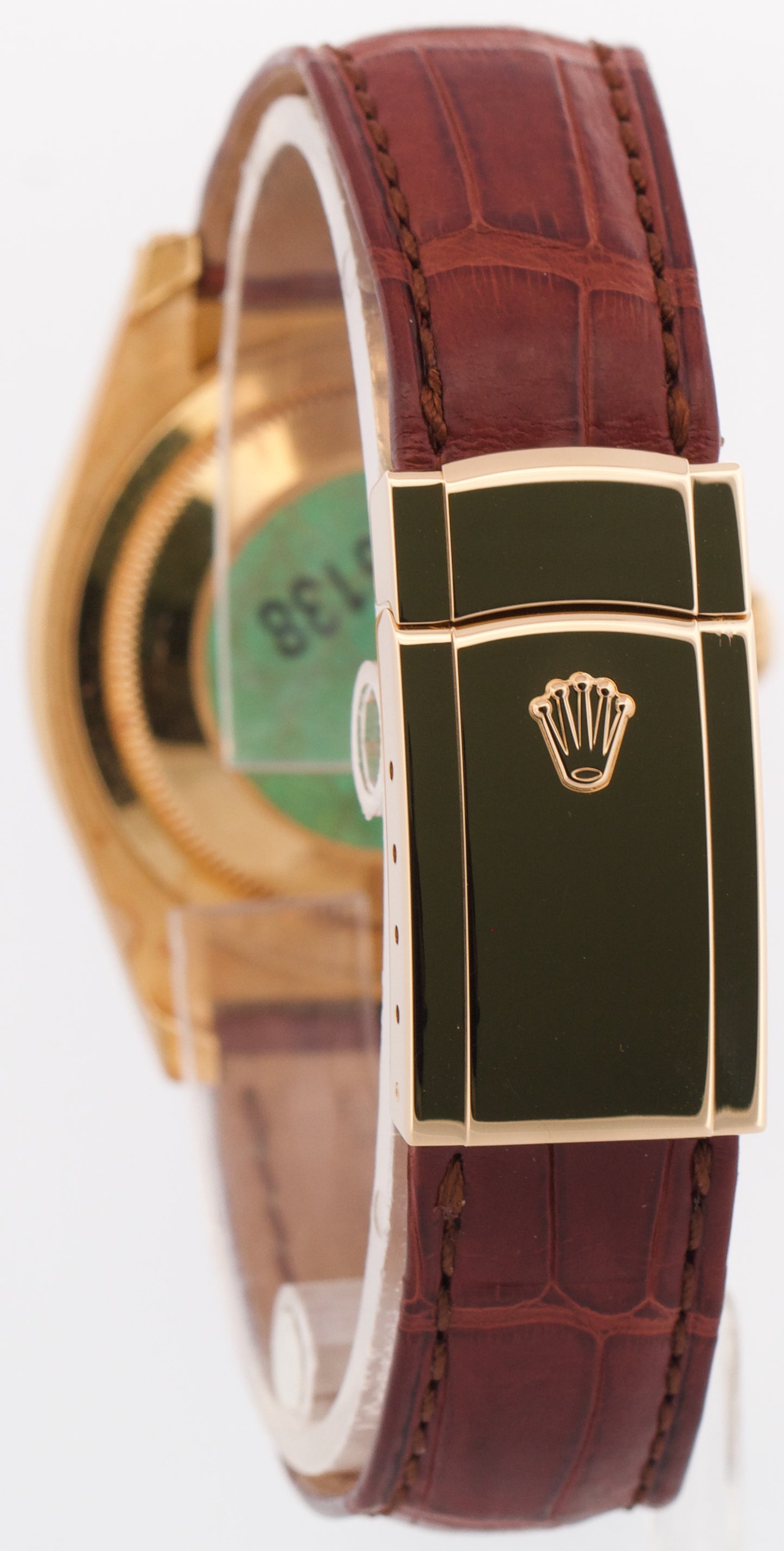 PAPERS Rolex DateJust 36mm BLACK JUBILEE ROMAN 18K Gold Leather Watch 116138 BOX