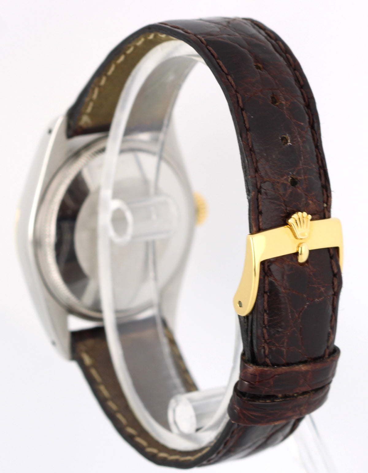 Vintage Rolex Date 1505 Two-Tone 18k Gold Engine Turned Silver 34mm Watch
