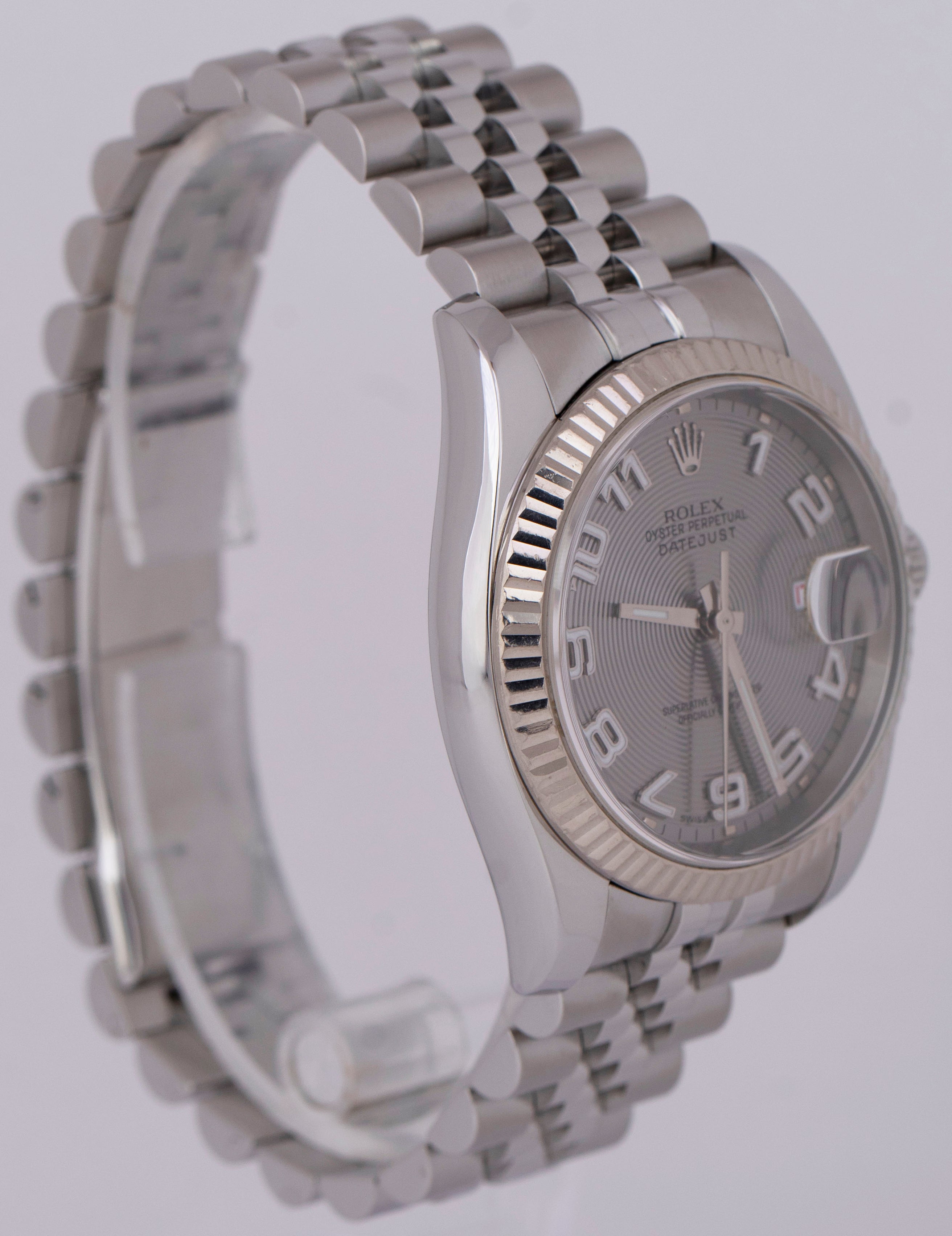 MINT PAPERS Rolex DateJust 36mm GRAY CONCENTRIC ROULETTE Jubilee 11623 CollectorsWatches