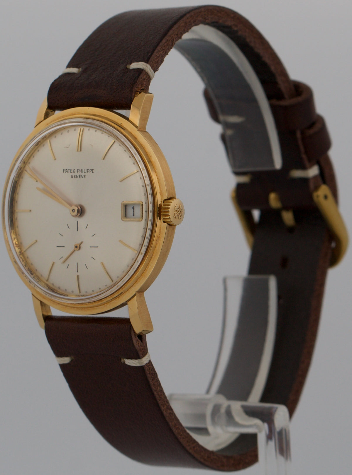 VINTAGE Patek Philippe Calatrava 36mm Silver AUTOMATIC 18K Yellow Gold 3445