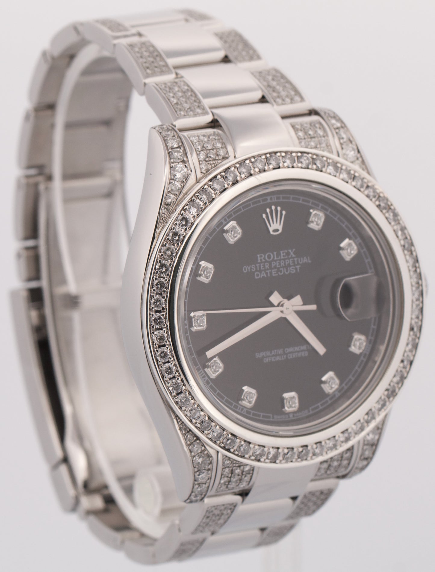 Rolex DateJust II 41mm BLACK DIAMOND Stainless Steel Oyster Date 116300 Watch