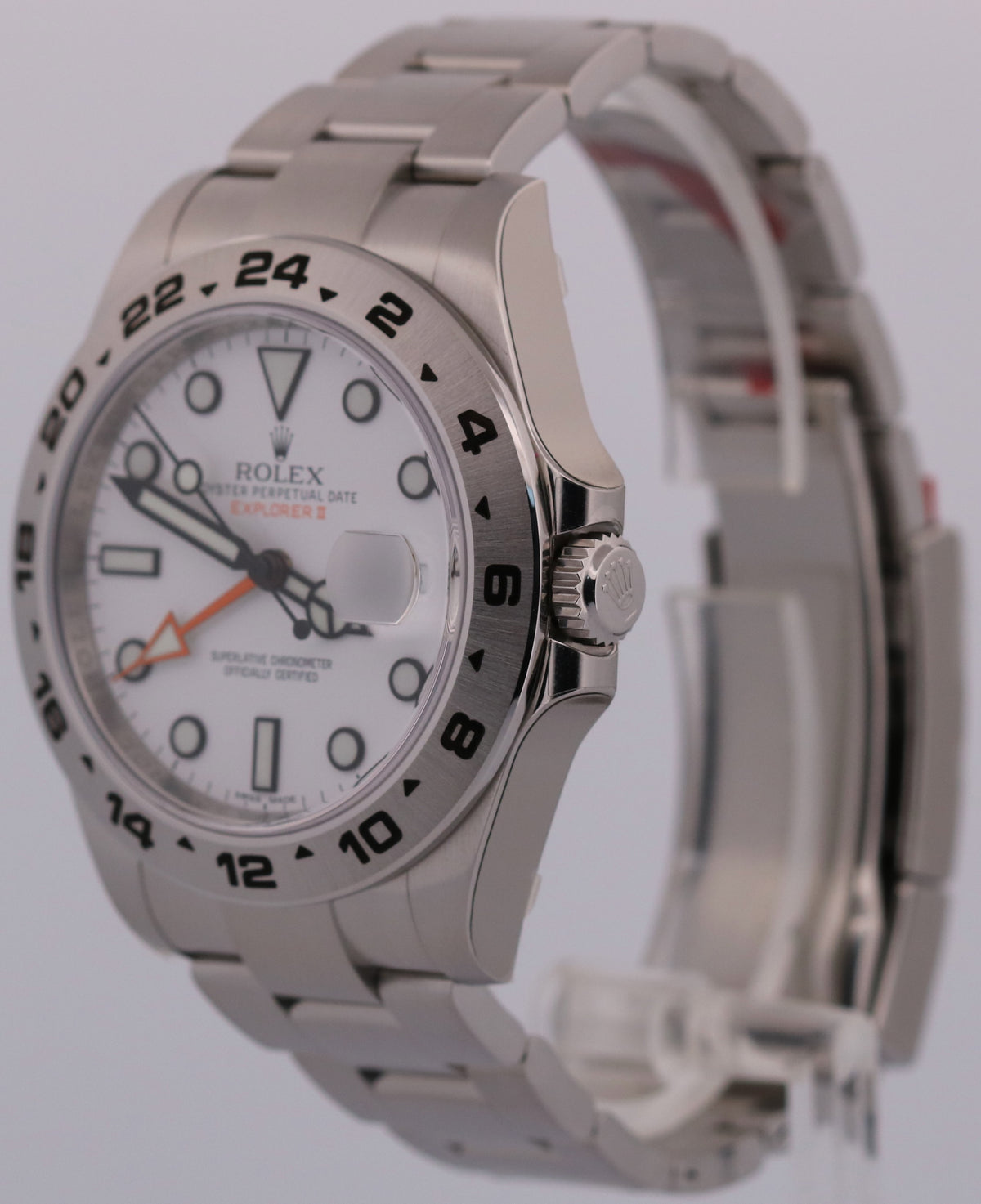 New Stickered Rolex Explorer II 216570 Polar White Steel NOS 42mm Box Papers