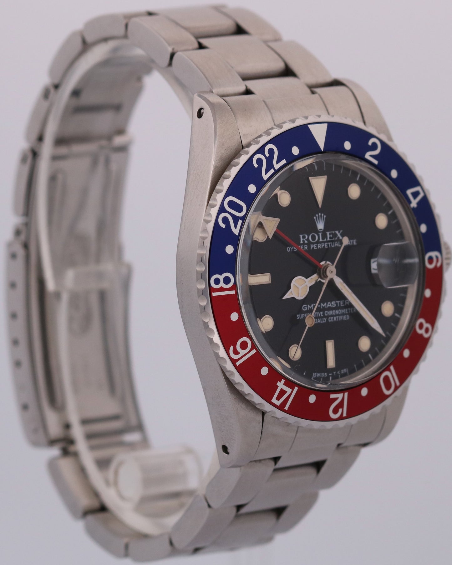 1986 Rolex GMT-Master 16750 Pepsi Black Red Blue Oyster Stainless Steel 40mm